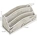 MyGift 3 Slot Vintage Postcard Design Beige Wood Home Countertop Mail Letter Holder, Wooden Office Desk Organizer, File Sorter, Bill Divider, Envelope Storage Bin