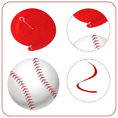 Image of 54Pcs Baseball Hanging Swirls Party Decorations Baseball Theme Birthday Party Decorations Supplies Sports Ball Cutouts Hanging Swirl Ceiling Streamers for Kids Girls Boys