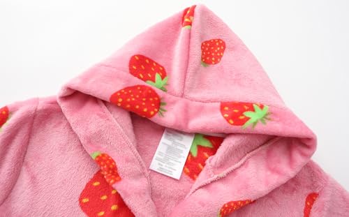 Image of Kids Hooded Bathrobe Girls Soft Plush Hooded Flannel Pajamas Sleepwear Boys Spa Robe