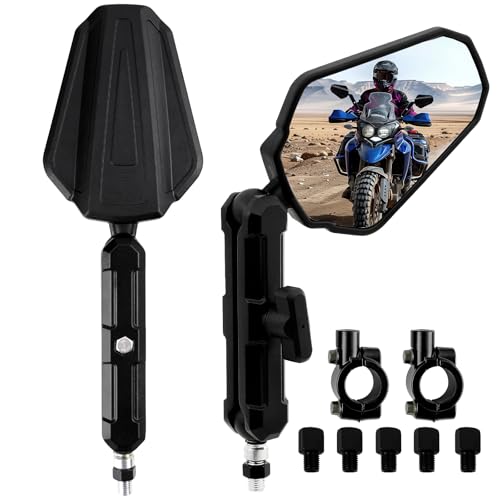 DREAMIZER Rétroviseur Moto Adventure E24, Universel Rétroviseur Moto Pliable 360 Enduro Rétroviseur avec guidon 22 mm vis M8/M10 Compatible avec...