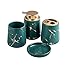 Peakpet Keramik Badzubehör Set Badezimmer Gold Marmor Optik Set Grün Badset Bad Accessories Set Zahnputzbecher Seifenspender Seifenschale Zahnbürstenhalter (4-Teiliges)