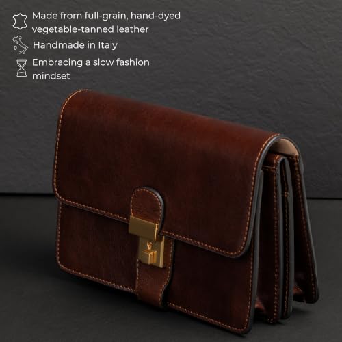 Image of Time Resistance Leather Clutch - Men's Organizer Wrist Bag - Briefcase Handmade in Italy