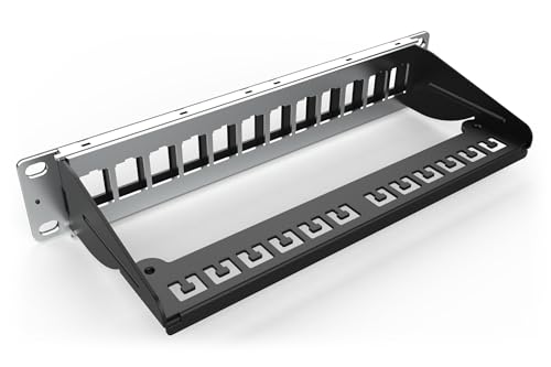 DIGITUS Patchpanel – Modular – 10 Zoll 1HE – 12-Ports – Geschirmt – Schwarz – Ansicht 2