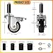 3 Inch Caster Wheels for Prep Table, Expanding Stem Casters with Dual Brake, Fit 7/8