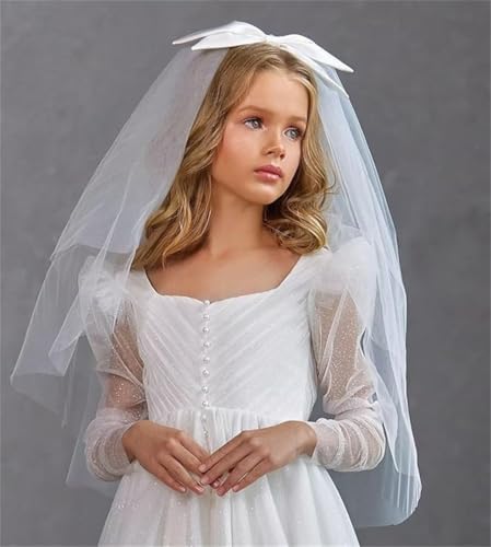 White Church Dress for Girls Long Sleeves Square First Communion Dresses Junior Bridesmaid Dress Slit4