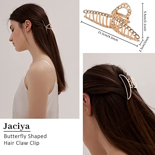 Jaciya 6 Pack Hair Claw Clips Gold Metal Hair Clips Large Hair Clips For Thick Hair Butterfly Claw Hair Clips Hair Styling Accessories #TOP4