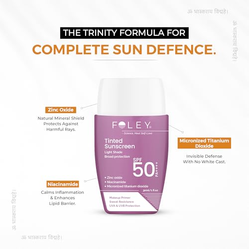 Foley Tinted Sunscreen SPF 50 PA++++ | Matte, Lightweight, No White Cast | Daily Sunscreen for Indian Skin with Niacinamide | 30ml