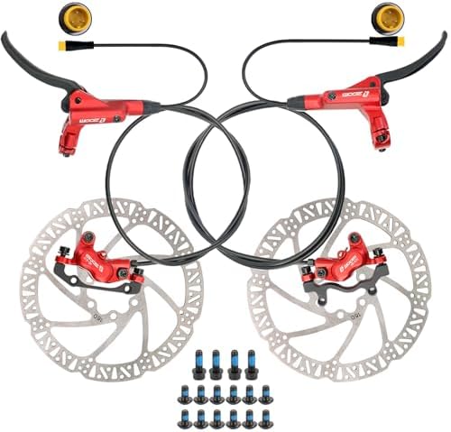 JFOYH Zoom HB876e Hydraulisches eBike Bremsen-Upgrade Kit – 4-Kolben Bremssättel, 2/3 PIN Power-Off Sensor, Vorgefüllt mit Mineralöl, 160 mm Bremsscheiben