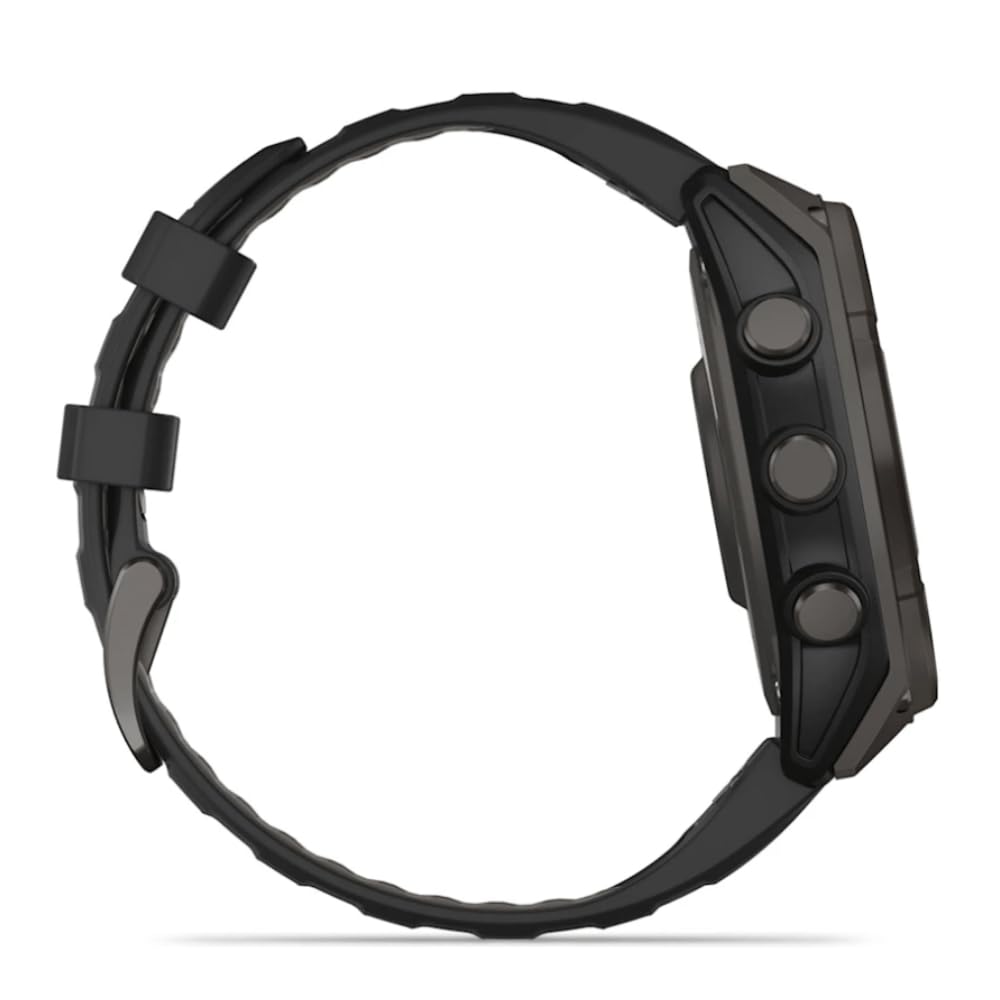 GARMIN Fenix 8-47 MM, Solare, Sapphire Grigio Carbonio DLC Titanio CON NERO/Grigio ghiaia Silicone