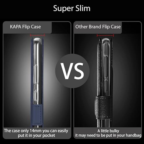 Image of Kapa Noble Slim Magnetic Leather Flip Case Cover for Apple iPhone 15 | Card Holder Stand Leather Flip Wallet Case (Blue)