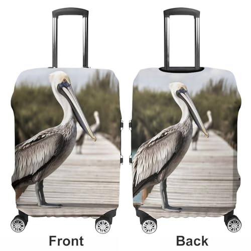 Suitcase Covers for Luggage Washable Luggage Cover Pelican On Wood Bridge Luggages Wheel Covers Elastic Travel Carry On Suitcase Cover Travel Luggages Protector Sleeve Fit 29-32 Inch M3