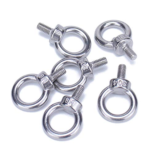 Muzata 6Pack M6 Stainless Steel Heavy Duty Male Thread Lifting Ring Machinery Shoulder Eye Bolt CN29,HN3