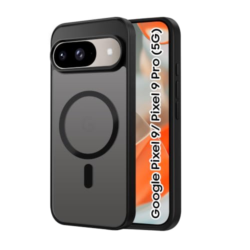 Image of CEDO Magnetic Cover for Google Pixel 9 /Pixel 9 Pro | Compatible with MagSafe Wireless Charging | Matte Black Case Designed with Magnetic Lock Shockproof Edge Protection Backcover (Translucent Black)