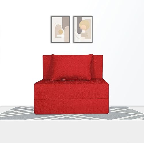 Image of Adorn India Easy 2 Seater Sofa Cum Bed Alyn 3'x 6' (Red) (1 Year Warranty)