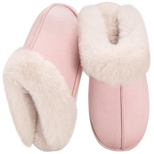 Metog Women's House Slippers Fluffy Soft Warm Slip On Bedroom Shoes Anti-Skid Cozy Plush for Indoor Outdoor