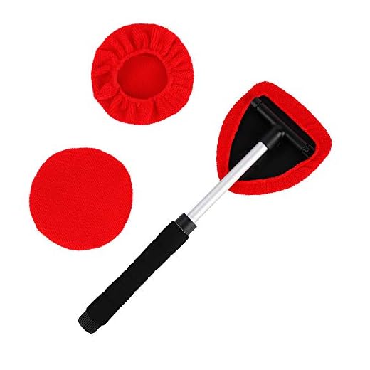 Limpiador Parabrisas Ventanas de Coche Cepillo Paño Lavable con Extensible con 180 Manija Giratoria,Mango Largo Herramienta de Limpieza de Cristales Incluye 2 almohadillas lavables