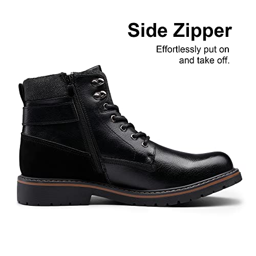 Bruno Marc Men's Work & Motorcycle Boots, Classic Riding Hiking Walking Short Ankle Lace Up Shoes For Boy,Size 9,Black,Sbbo2215M-E - 4