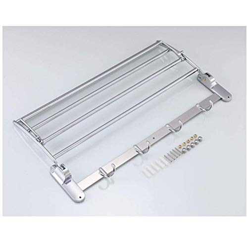 Toallero de baño de doble capa SUS304 plegable con ganchos multifuncional 8