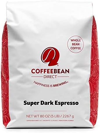Coffee Bean Direct Super Dark Espresso, Whole Bean Coffee, 5-Pound Bag