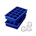 Tovolo Perfect Cube Ice Mold Trays, Sturdy Silicone, Fade Resistant, 1.25" Cubes, Set of 2, Stratus Blue