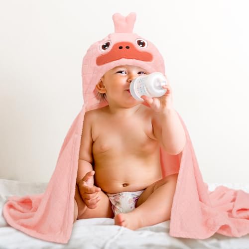 Image of Hooded Towels for Kids, 50 inch x 32 inch Large Hooded Bath Towels for Kid, 2 Pack Soft Absorbent Kids Hooded Bath Towel, Thick Animal Hooded Bath Towels for Kids Age 0-5 Years