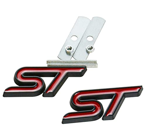 2 insignias de metal ST con acabado premium negro y rojo para rejilla