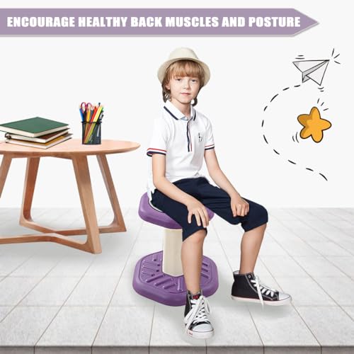Image of Fanboxk Active Chairs Kids Preschool Wobble Stool - Alternative Flexible Seating Balance Wiggle Stool for Classroom,Preschool,Kindergarten&Elementary School,Active Sensory Chairs,Ages3-8,Purple(14in)