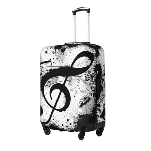 Music Notes Print Luggage Cover Washable Elasticated Suitcase Covers TSA Approved Stylish Dust and Scratch Resistant Case Protector for Kids and Adults2