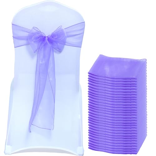MDS Pack of 100 Organza Chair Sashes for Wedding & Event Décor – Lavander