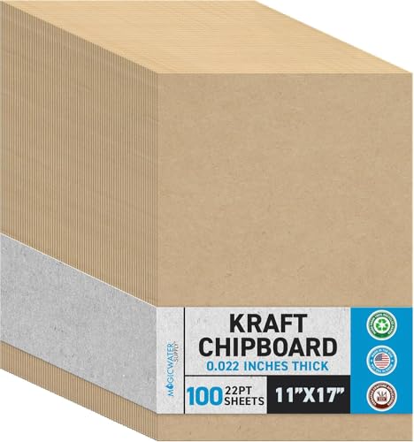 100 Blatt Spanplatte 27,9 x 43,2 cm – 22pt (Punkt) Leichtes braun Kraft Karton Scrapbook Blatt & Bilderrahmen (.022 Bremssattel Dick) Papier Board | Magicwater Netzteil