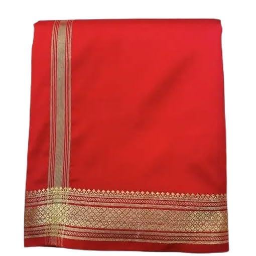 Image of Traditional Fancy Men's Silk Dhoti with Paithani Zari Border, 4 Meter
