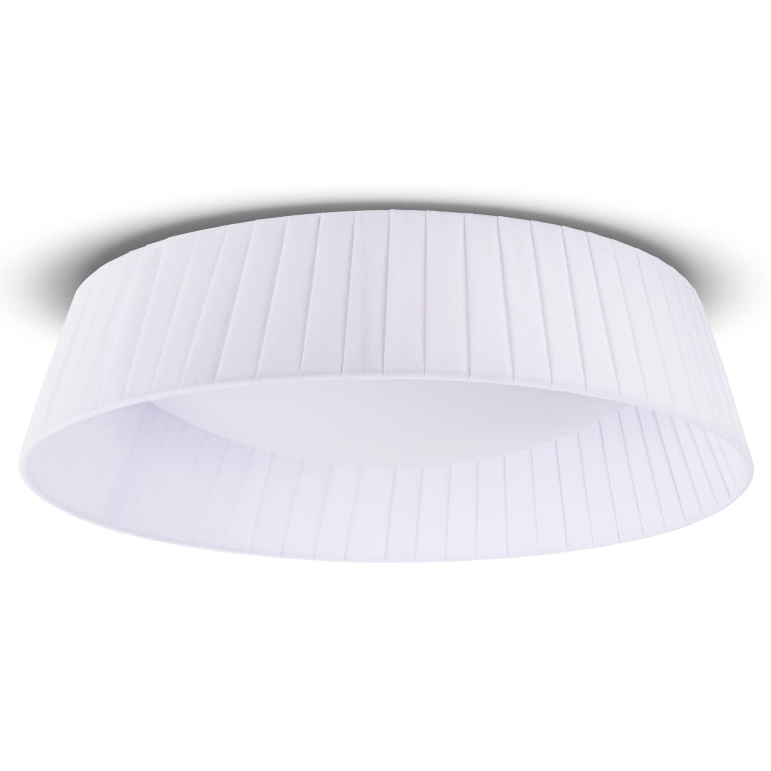 Paco Home Deckenlampe LED Lampe Esstisch Deko Wohnzimmer Modern Deckenleuchte Büro Rund Lampenschirm Stoff Fassung E27, Farbe:Weiß, Leuchtenform__Größe:Ø37cm