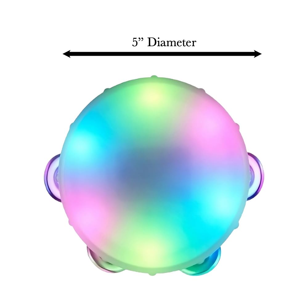 Light Up Mini Multicolored Round Tambourine