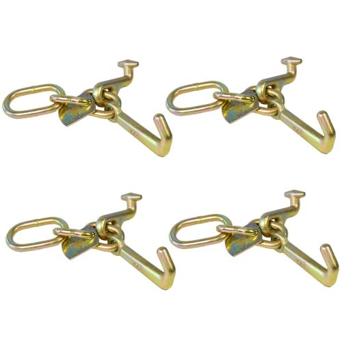 Image of Mega Cargo Control 5 /16 inch G70 TJ Cluster Hook w /Link | Towing Hooks for Tow Truck, Heavy Duty Wrecker Hauler, Hauler Trailer (4 - Pack)