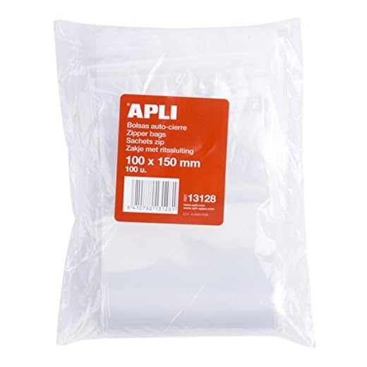APLI 13128 - Pack de 100 bolsas de plástico con autocierre, 100 x 150 mm