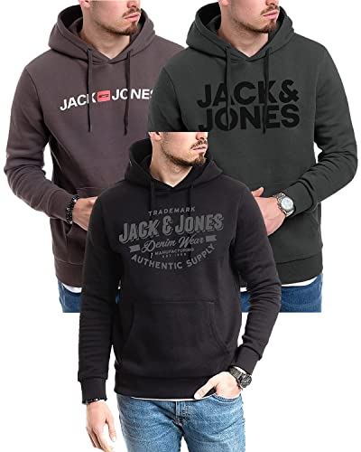 JACK & JONES Hoodie 3er-Set Herren - Pullover mit Kapuze Sweatshirt für...