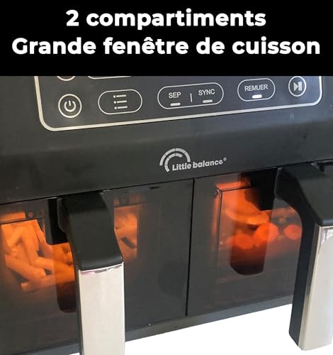 Friteuse sans huile LITTLE BALANCE Crousty Duo Double cuve Jusqu'à 1 8kg de frites 9 programmes de cuisson - vue 6