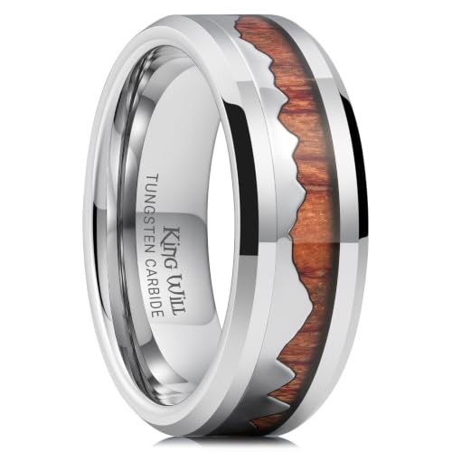 Image of King Will Nature Koa Wood Inlay Tungsten Carbide Wedding Ring for Men