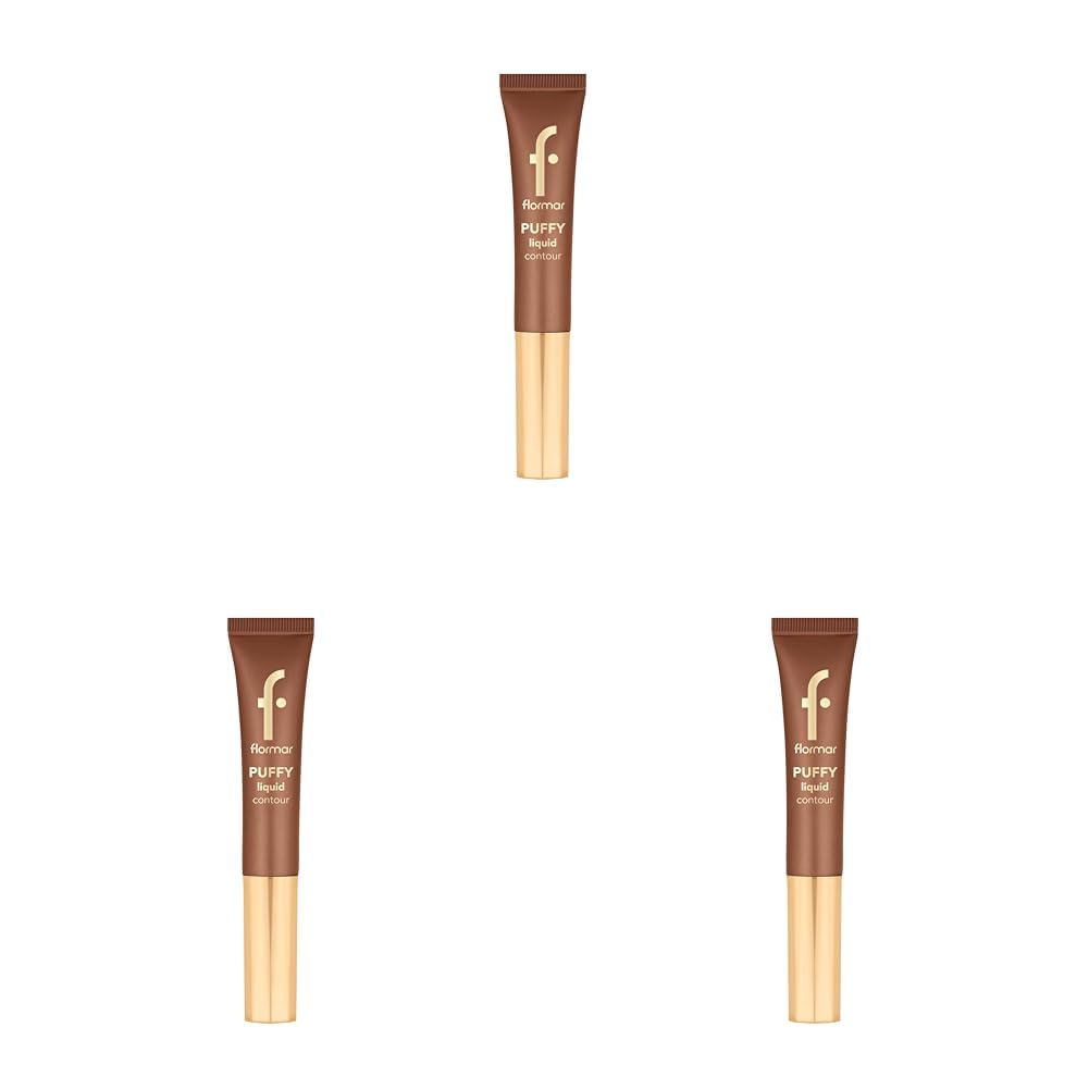 Flormar Puffy Liquid Hafif Yapılı & Sünger Aplikatörlü Yoğunluğu Ayarlanabilir Likit Kontür 002 HOT CHCLATE (3 paketi)