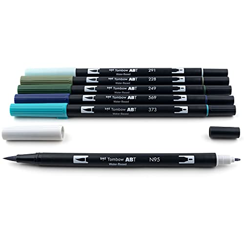Image of Tombow 56227 Dual Brush Pen Art Markers, Wonderland, 6-Pack. Blendable, Brush and Fine Tip Markers, Portrait, 1 Count (Pack of 6)