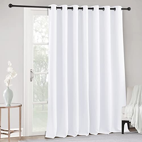 Image of RYB HOME Privacy Curtain for Sliding Glass Door, Thermal Insulated&Room Darkening Drape for Basement /Media Room, Extra Wide Room Divider Curtain, Window Treatment, Pure White, W100 x L108, 1 Panel