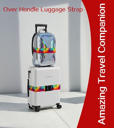 Image of Luggage Straps for Suitcases Travel Belt Luggage Band with Lock Heavy Duty Traveling Luggage Identifier Colorful Rainbow Cute Women Girls Unique Accesory Personalized