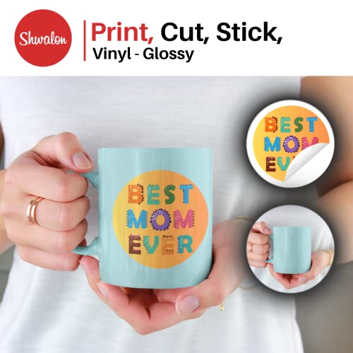 Shwalon 20 Sheets White Vinyl Printable Sticker Paper For Inkjet Printer - A4 (8.5" X 11") Glossy, 100Um Inkjet Sticker Paper Waterproof, Diy Cricut Sticker Paper Printable, Waterproof Sticker Paper #TOP2