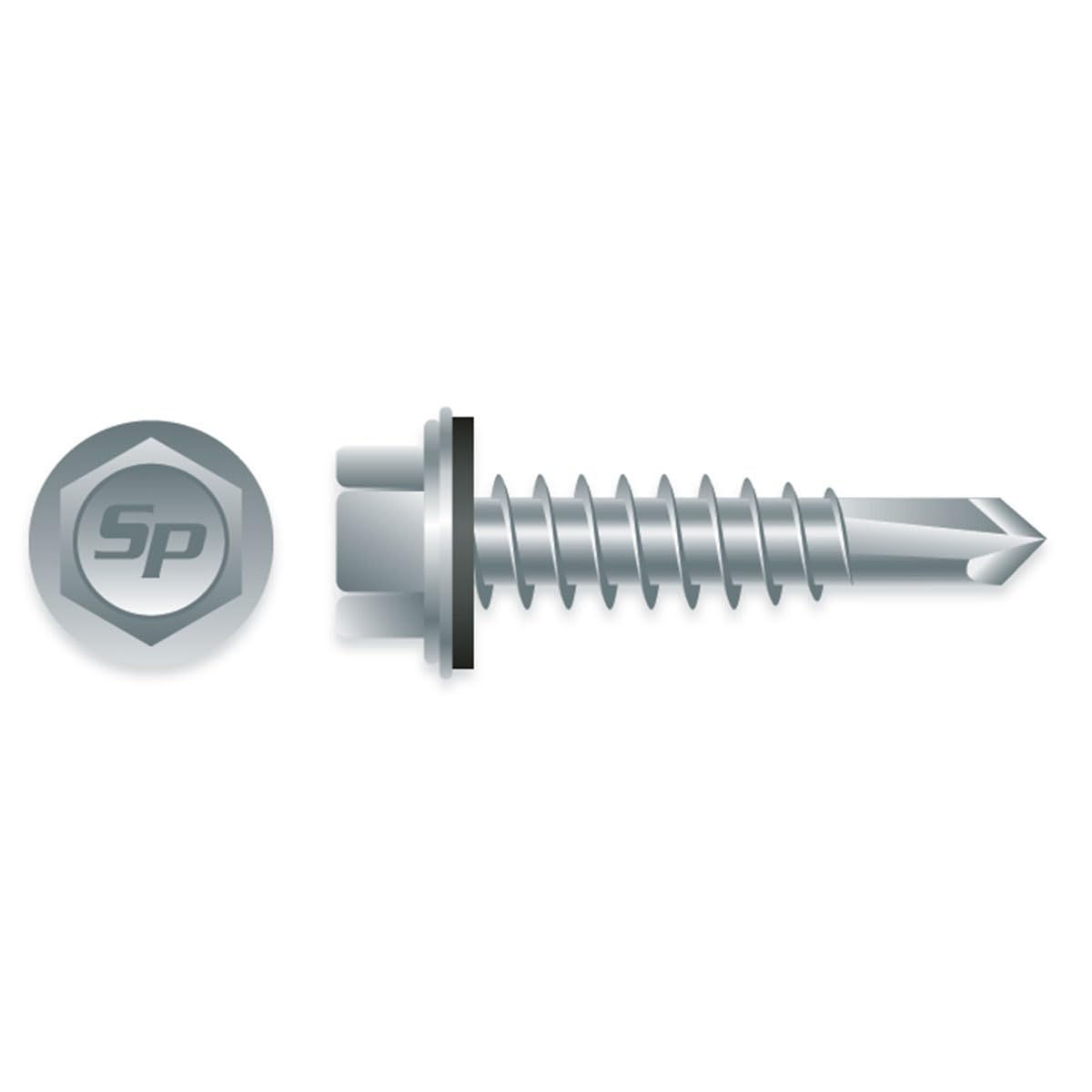 #10 x 2-1/2" HWH ZINC Plated S/D Screws w/Bonded Washer 1,000ct | HA1040