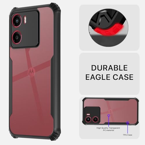 Image of Pikkme Crystal Clear Transparent Back Cover | Ultra Hyrbid | Full Camera Protection | Raised Edge | Bumper Case for Moto G05 (Black)