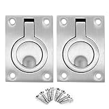 Jersvimc 2Pcs Marine Boat Ring Hatch Pull Handle, Flush Mount Cabinet Pulls Recessed Trap Door Handle 316 Stainless Steel Hidden Furniture Pull for Deck Drawer(Small Size)