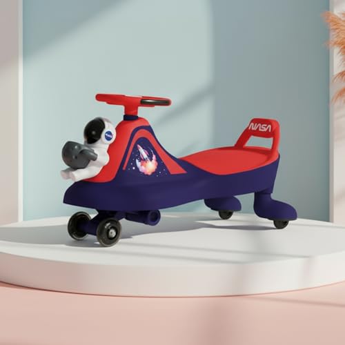Image of StarAndDaisy Baby Swing /Magic Car for Kids Toys for 2-5 Years boy & Girl with Backrest seat & Storage, 360 Swivel Steering Twister Ride-on /Wiggle car Toy (Red-Blue)