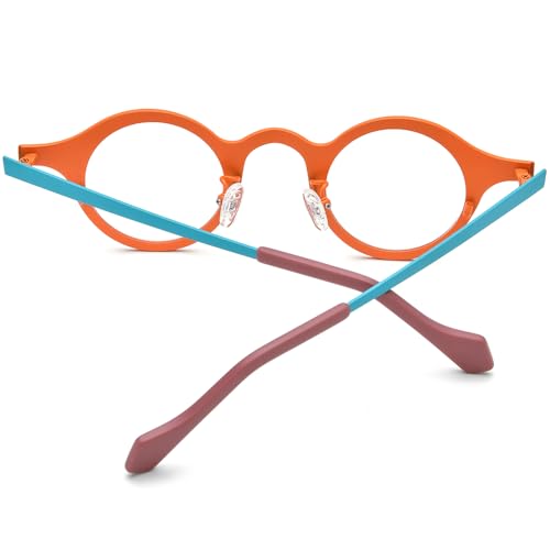 Image of FONEX Colorful Pure Titanium Glasses Frame Women Retro Round Eyeglasses