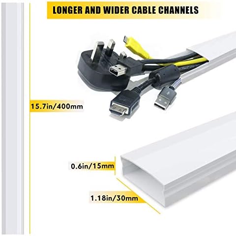 KOOLPUG Cable Tidy, Cable Trunking, Longer Cable Channel, Self Adhesive Wire Trunking Kit, Wire Tidy for Wall, White Trunking for TV Cables, Perfect Cable Management Trunking for Under Desk Office