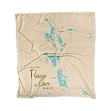 Northwest Art Mall Portage Lakes Ohio Map Ultra Fleece Bed Sofa Travel Cozy Blanket from Illustration by Lakebound 50' x 60'.